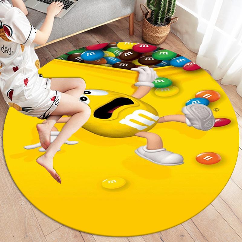M&M's Round Area Rug,Carpet Rug for Living Room Bedroom Sofa Playroom Decor,Non-slip Floor Mat