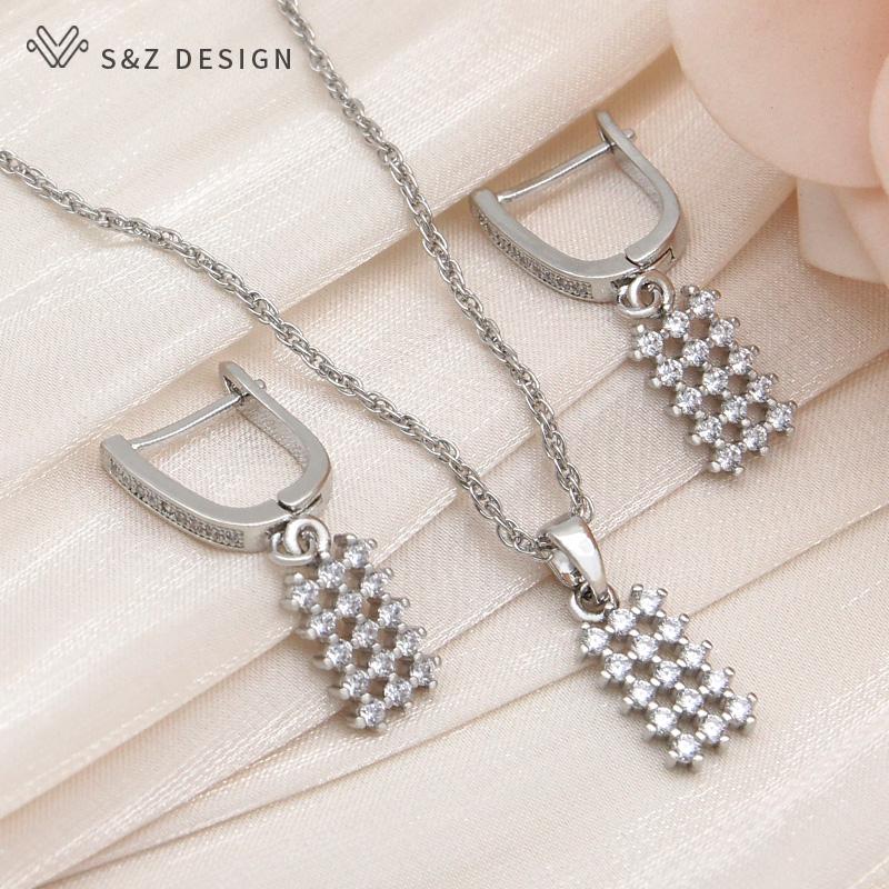 

Модные прямоугольные милые круглые серьги с кубическим цирконием, комплекты ювелирных изделий для женщин, ожерелье цвета розового золота