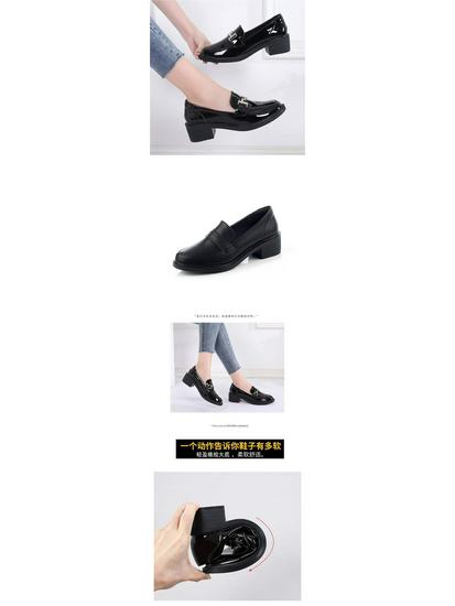 Mocasini de piele cu toc mediu pentru femei: Negru, căptușit cu lână, care adaugă înălțime, pentru primăvara și toamna 2025.