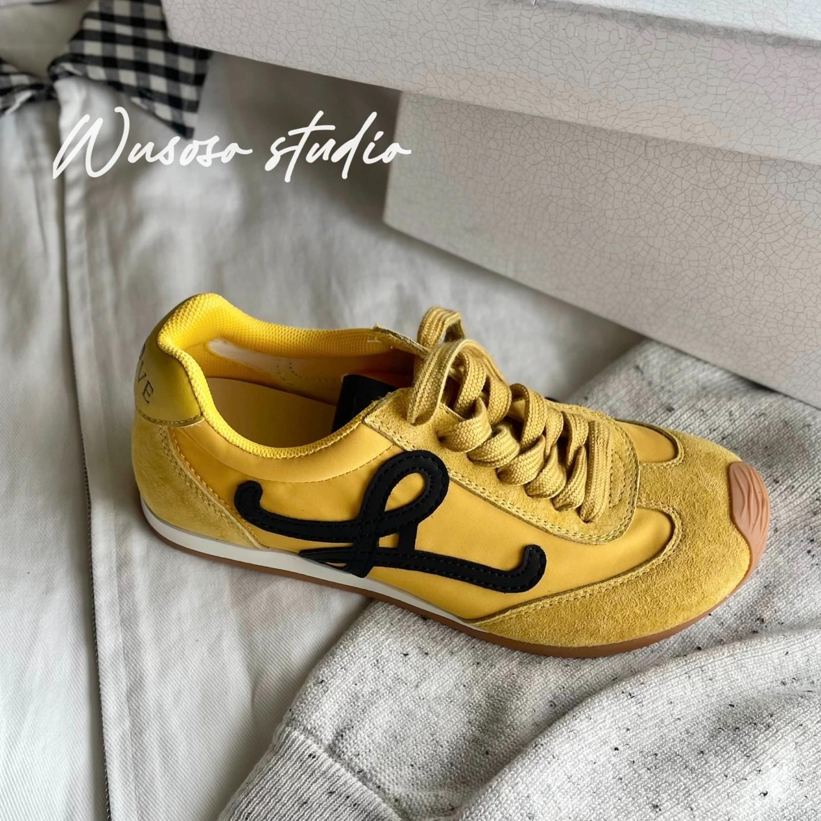 

Интернет-знаменитости с тем же пятном женская обувь 2025 года новые повседневные спортивные туфли женские туфли на плоской подошве со шнуровкой Forrest Gump немецкие кроссовки 35 жёлтый