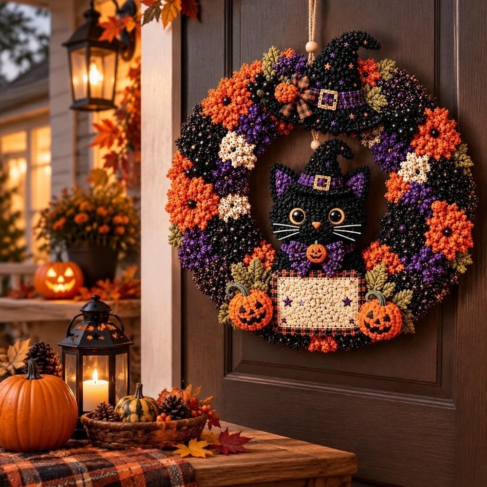 1 Set 3D Layered Texture 3D Fabric Wreath Lightweight Handmade Stuffed Wreath  Home Decoration