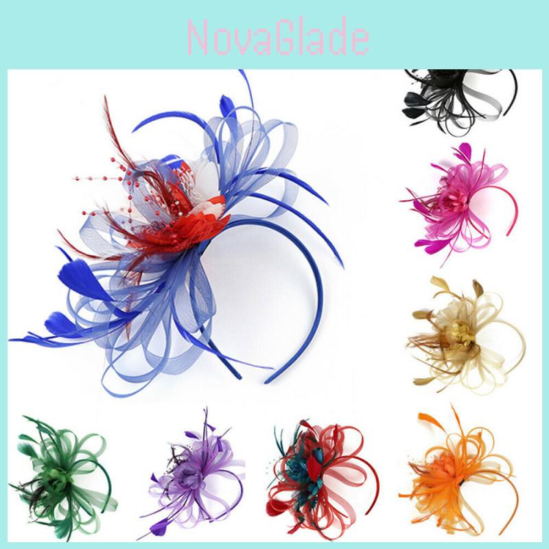 Elegante Fascia Floreale con Piume per Accessori Capelli da Donna