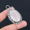 925 Silver Oval Natural Rose Quartz Wife Wedding Trendy Bezel Boho New Pendant