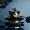 Master Zheng Wenqiang's Ceramic Gilt Silver Gaiwan Tea Set