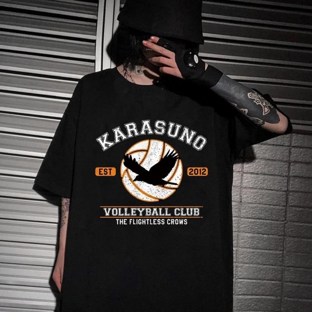 Футболка Harajuku, мужская футболка с аниме Haikyuu, футболка с аниме, футболки S чёрный
