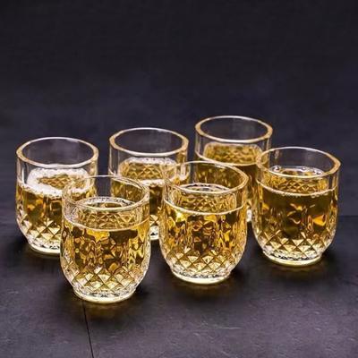 6pcs Set SGlass for Whiskey Wine Glass Cup Vintage Diamond Painting Glass Transparent Wedding Gift Drinkware Household Party