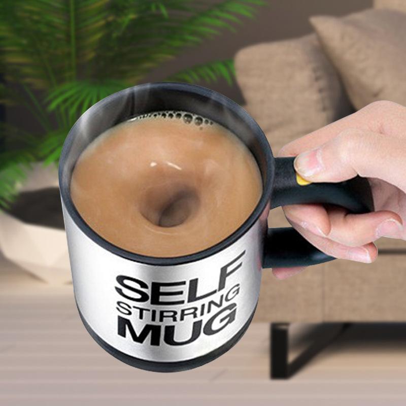 400ml Elektrischer Edelstahlbecher mit Deckel - Automatischer Selbstmischender Becher für Kaffee, Milchgetränke, Faules Geschenk, Geschenkbox enthalten