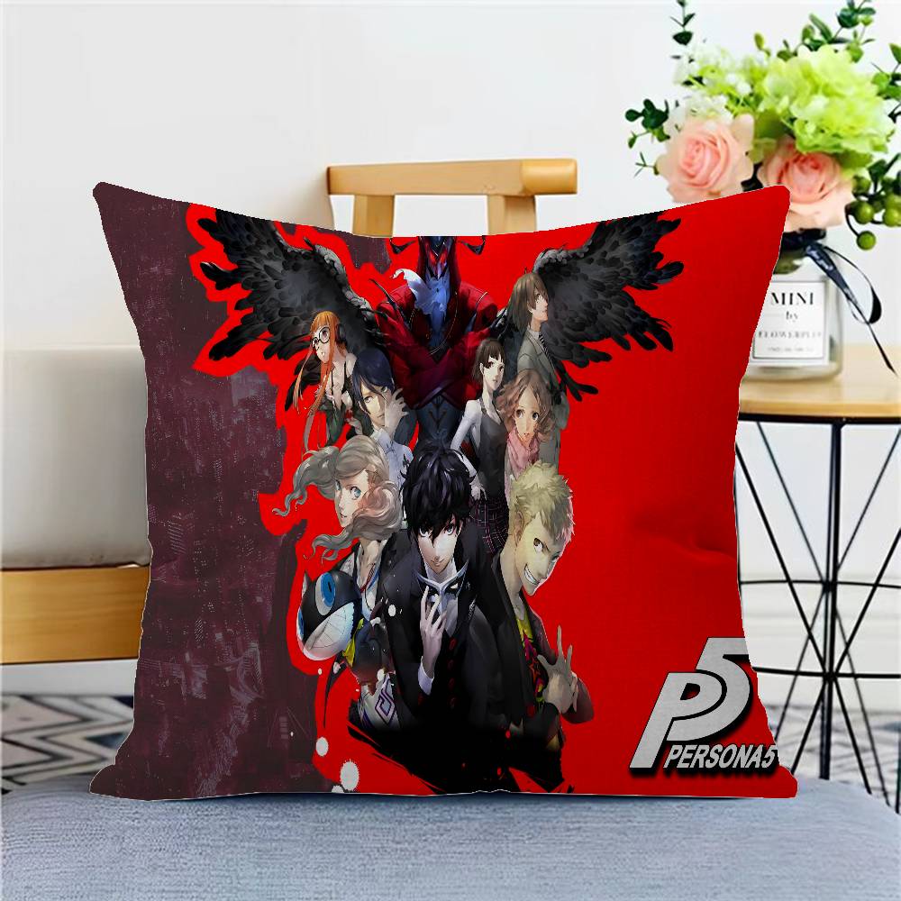 

Game P-Persona 5 Pillow Cover For Bedroom Room And Living Room Sofa Decorative Cushion Cover 12x12Inch