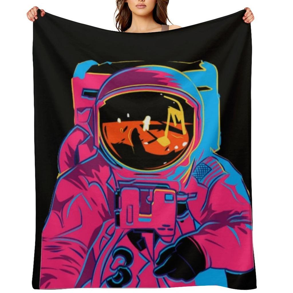 Trippy Rainbow Astronaut Throw Blanket Warm Winter Retros Blankets For Sofas Blankets Sofas Of Decoration Blankets