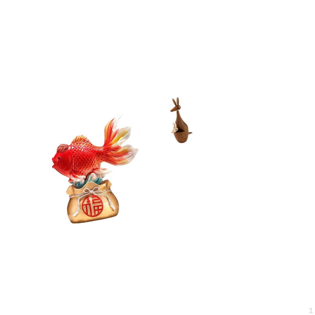 Chinese Feng Shui Koi Statue Desktop Decoration Year Holiday Gift Good Luck Animal Figurine