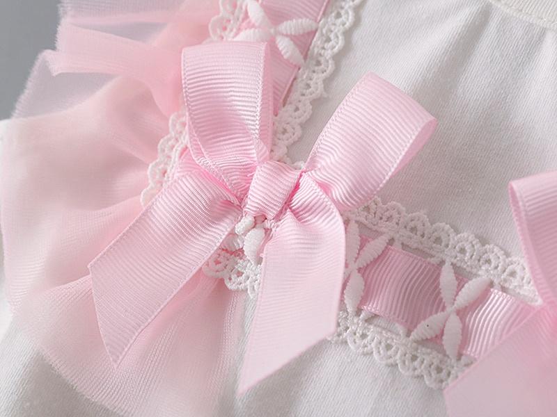 Summer Lace Bow Newborn Baby Girls Bodysuits White Sleeveless Cotton Jumpsuit Onesie Clothes