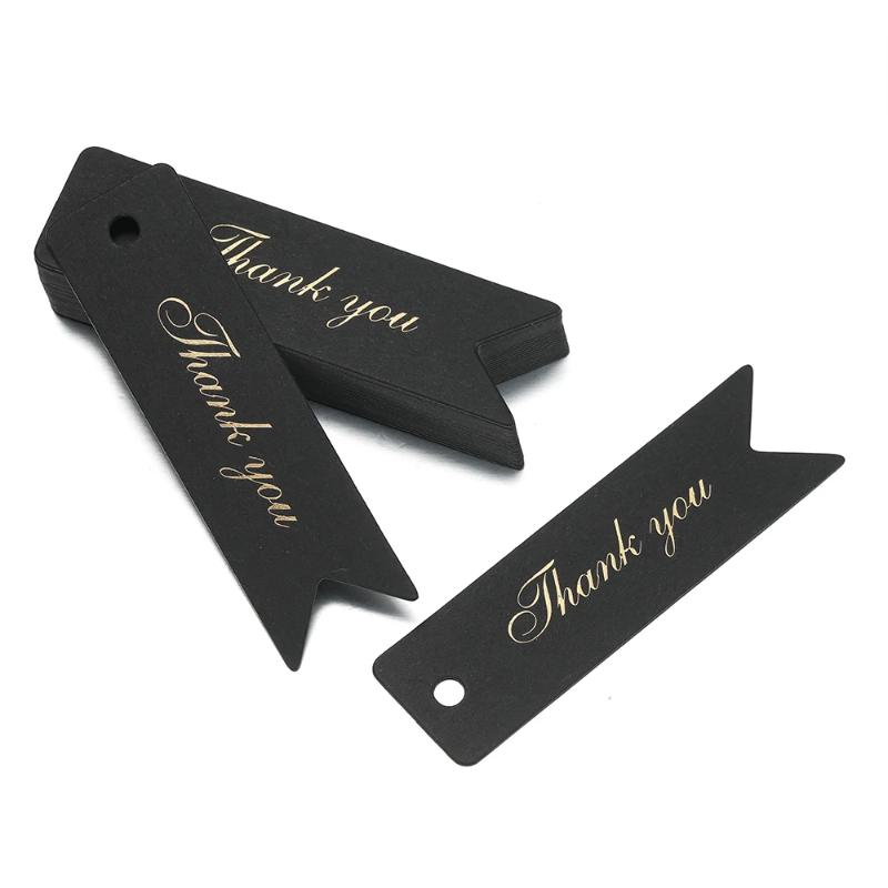 Thank You Tags 50Pcs Bronzing Stamping Black White Paper Card for Valentine's Day Gift Favor Retail Price Label