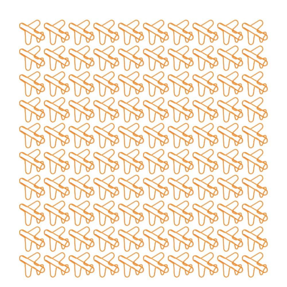 

100Pcs Aircraft Shape Aircraft Shape Paper Clips Plastic-coated Wire 30*26mm Cute Paper Clips with Smooth Edges Cute помаранчевий