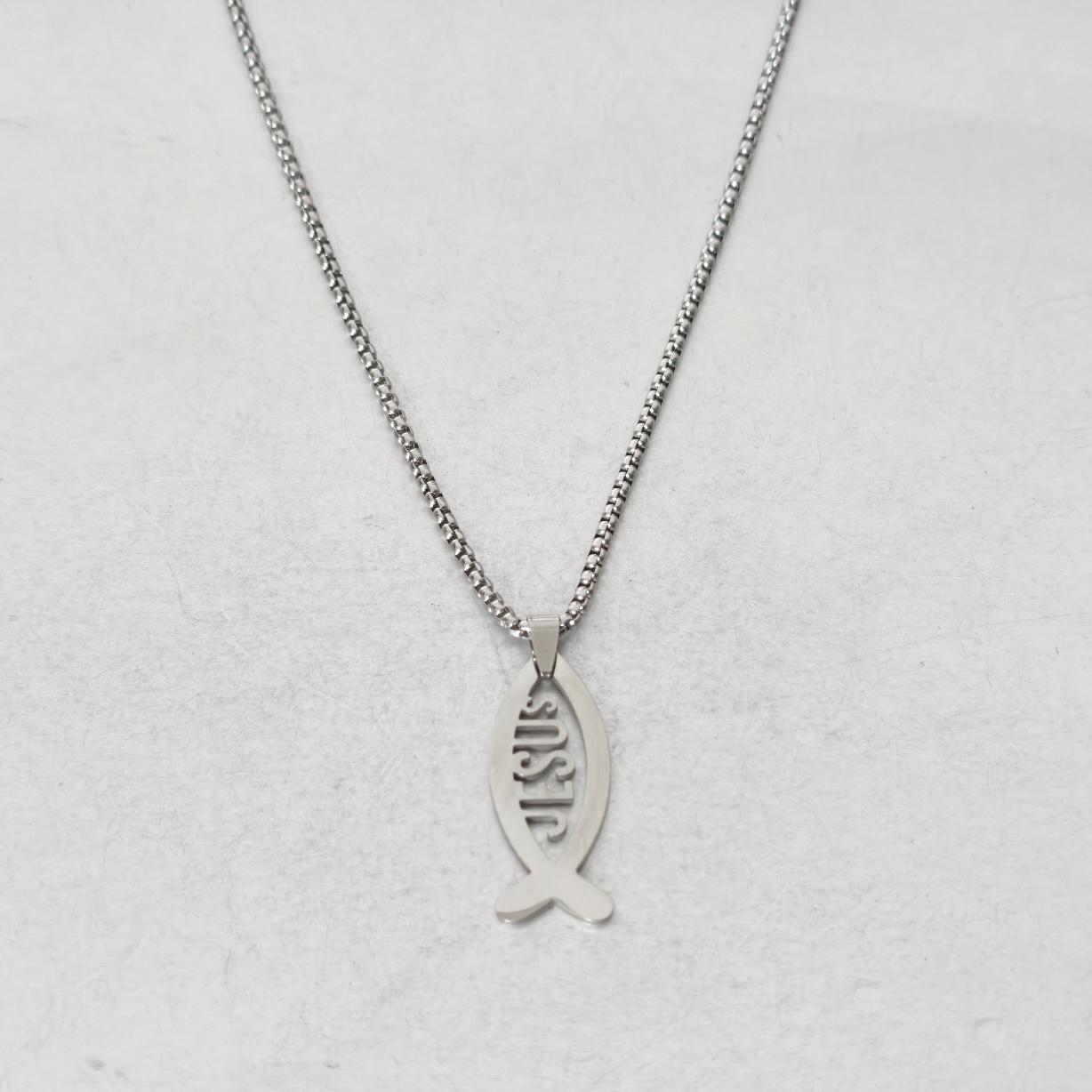 

Fashion Small Jesus Fish Pendant Simple Female Gold Silver Color Stainless Steel Necklace for Women Religious Jewelry Gift 2026 50cm