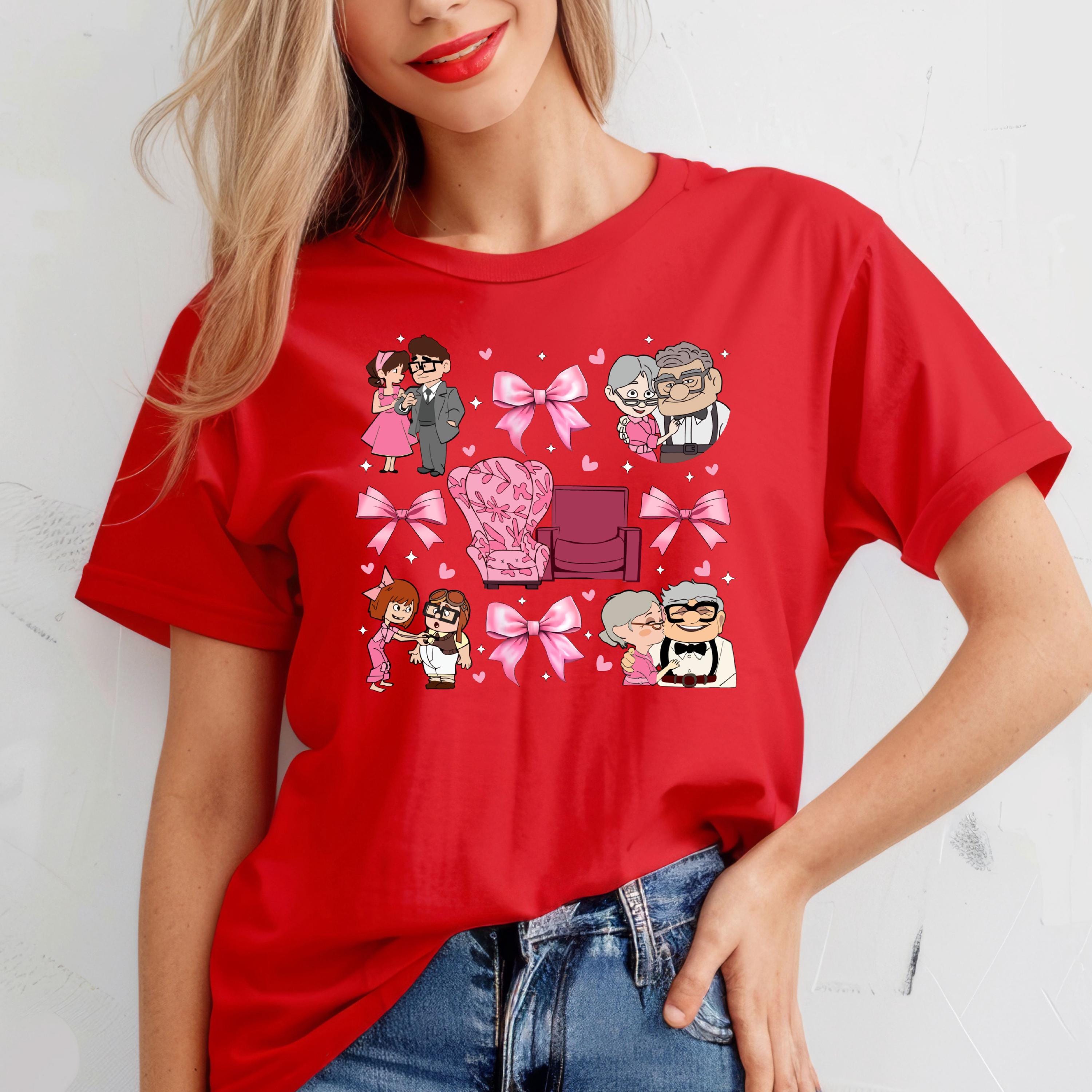 Ellie And Carl Valentines Women T Shirt Cotton Tops S красный