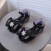 Girl's Fish Mouth Shoes with Rose Appliques Party Sandals for Kids Nice Rhinestone Star Sandals Bow-tie Students Footwear I10263