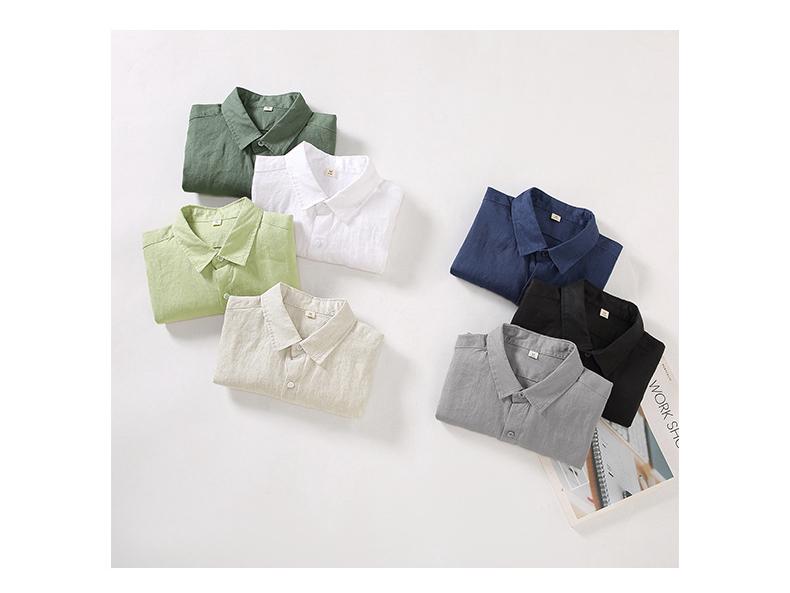 Men's Long Sleeve White Linen Shirt – Breathable, Casual, Korean Style for Spring/Summer