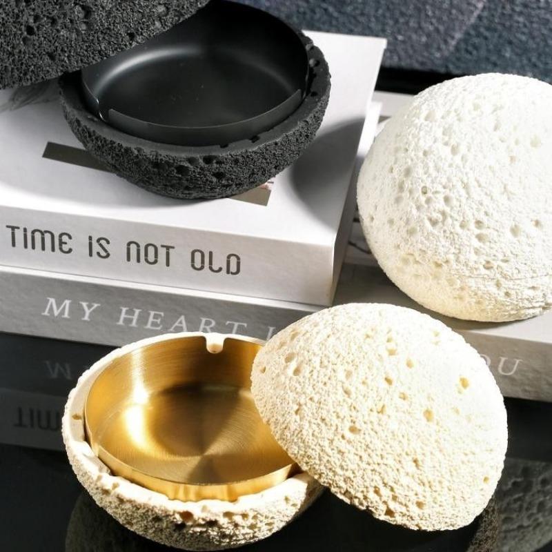 Creative Wind Tunnel Dolomite Spherical Ashtray with Lid Personalized Trendy Car Ashtray Office Desktop Ashtray Gift Home Decor