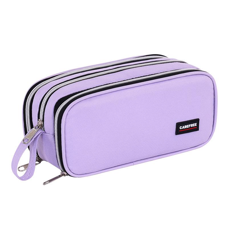 Large Capacity Three-Layer Pencil Case with Color Blocking - Multi-functional Stationery Box for Students