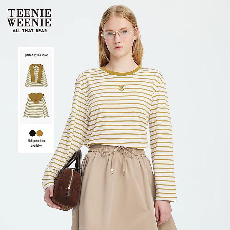 Teenie Weenie Women s Striped Long Sleeve Top with Shawl Collar Detail M