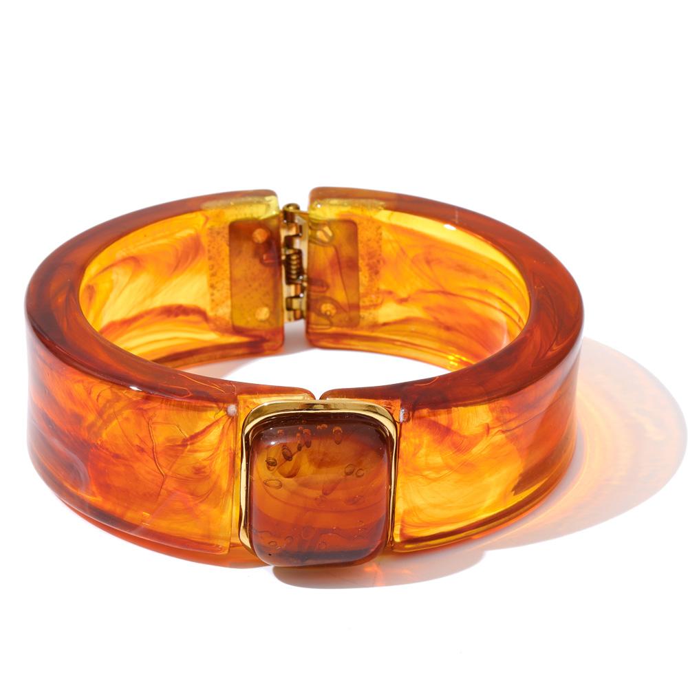 Yhpup 66mm Groen Roze Bruin Paars Acryl Dikke Armband Manchet voor Vrouwen Roestvrij Staal Nieuwkomers 2025 Polssieraad Cadeau