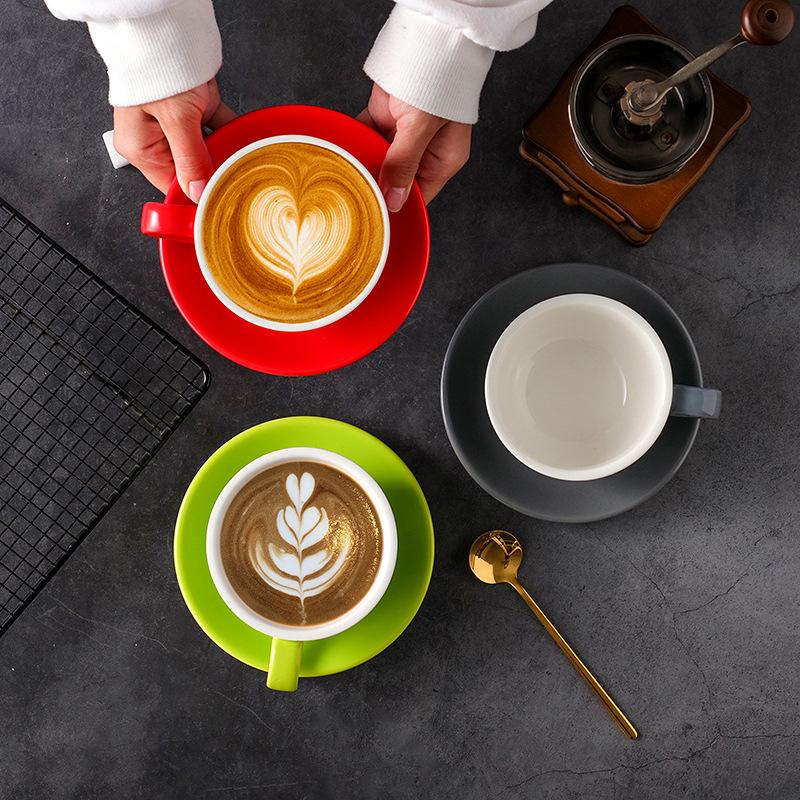 350ML Ceramic Large Capacity Coffee Cup Colorful Coffee Cup and Saucer Exquisite Afternoon Tea Dessert Tea Cup Couple's Mug Gift