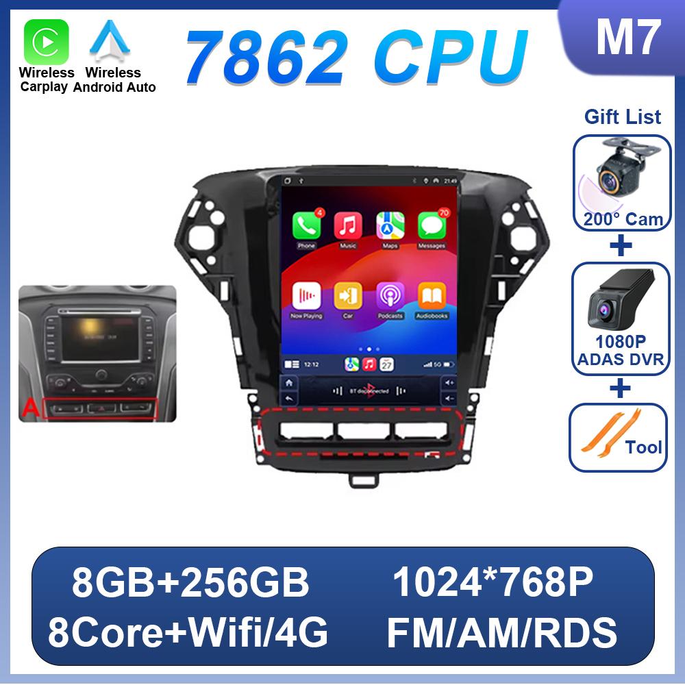 9.7 Inch Android 14 For Ford Mondeo MK4 2011-2013 For Tesla Style Car Radio Video Player No 2 Din Bluetooth 8 Core GPS Carplay