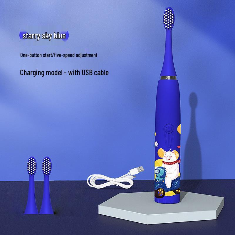 Cartoon-Themed IP7 Waterproof Kids' Sonic Electric Toothbrush with Soft U-Shaped Bristles