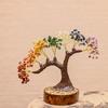 Seven Chakra Crystal Tree – Handmade Feng Shui Bonsai Tree with Natural Gemstones on Wooden Base – Decorative