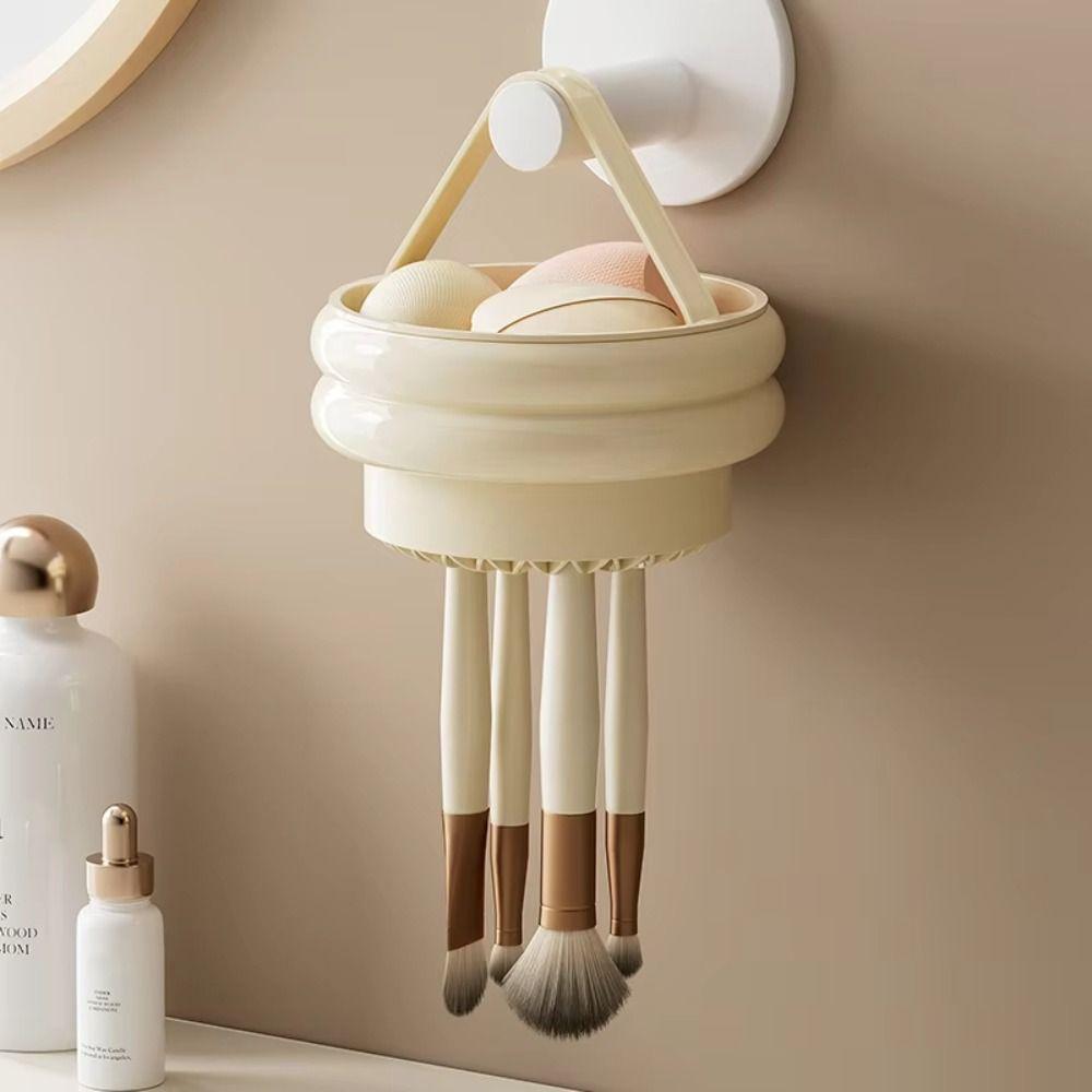Dustproof Makeup Brush Cleaner Bowl 2-in-1 Cosmetic Brush Hang Drying Holder  Pen Holder