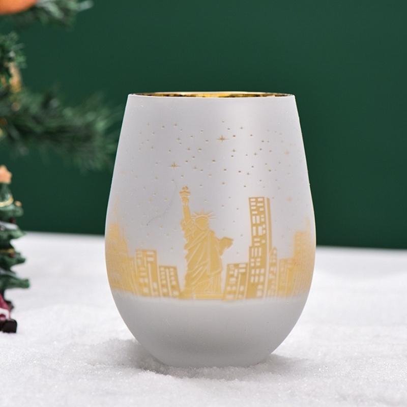 450/520ml Christmas tree Goblet Red Wine Glass Egg Cups Electroplating Engraving Champagne Glass Christmas Party Home Goblet