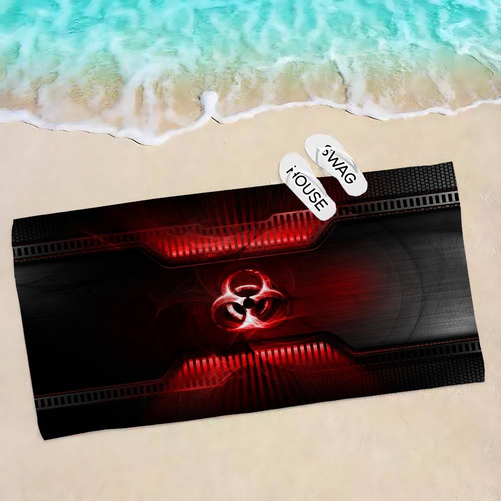 Games Biohazard Logo Bath Towel Microfiber Soft Water Absorbing Breathable For Girl Kids Decorative Cartoon Beach Towel
