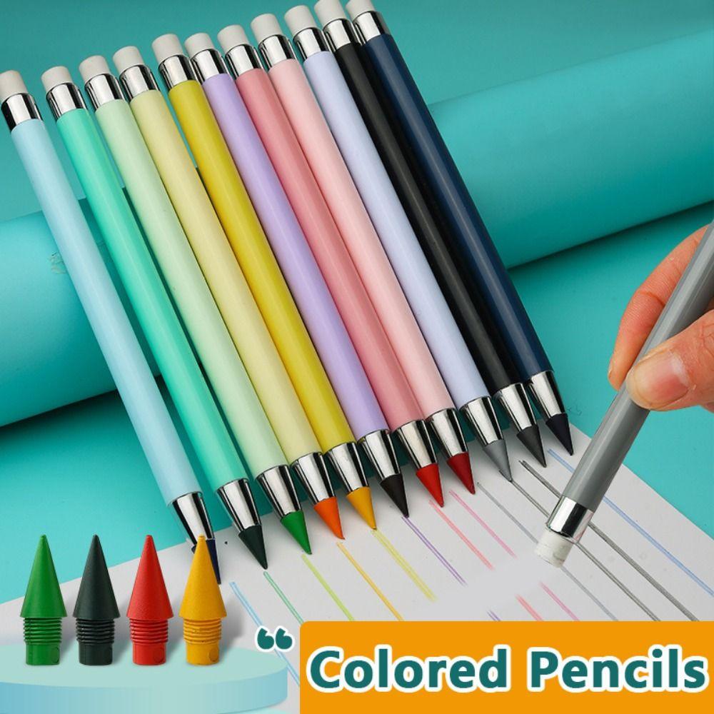 12pcs Macaron Color HB Colored Pencils Set With Eraser No Sharpening Eternity Pencils Drawing Sketching Pencil School Office