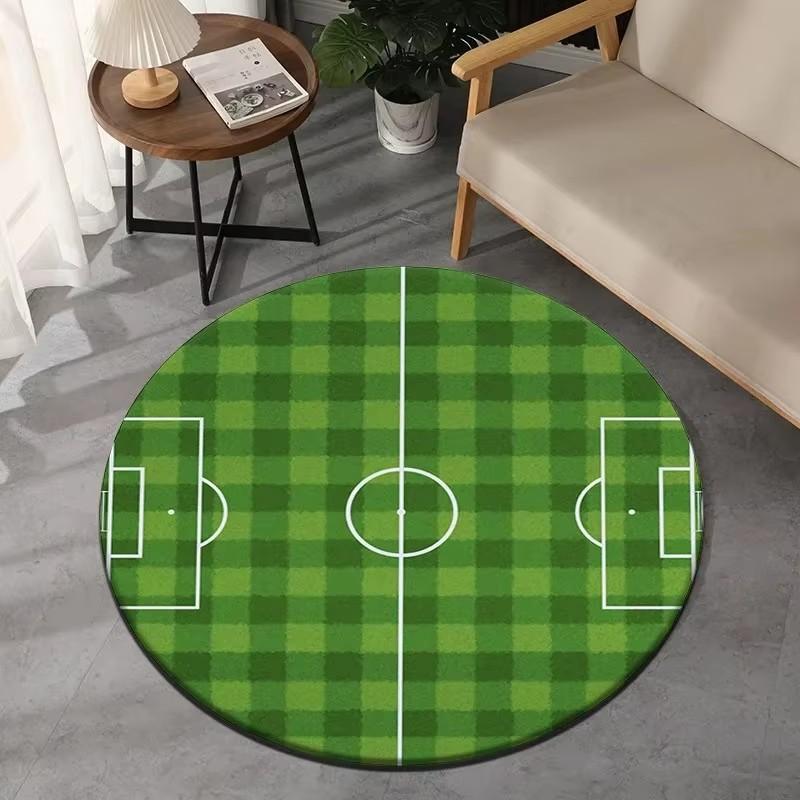 A High-End Soccer Pattern Round Mat - 100% Polyester, Non-Slip Floor Mat, for Living Room, Bedroom, Office Decoration, Floor Mat