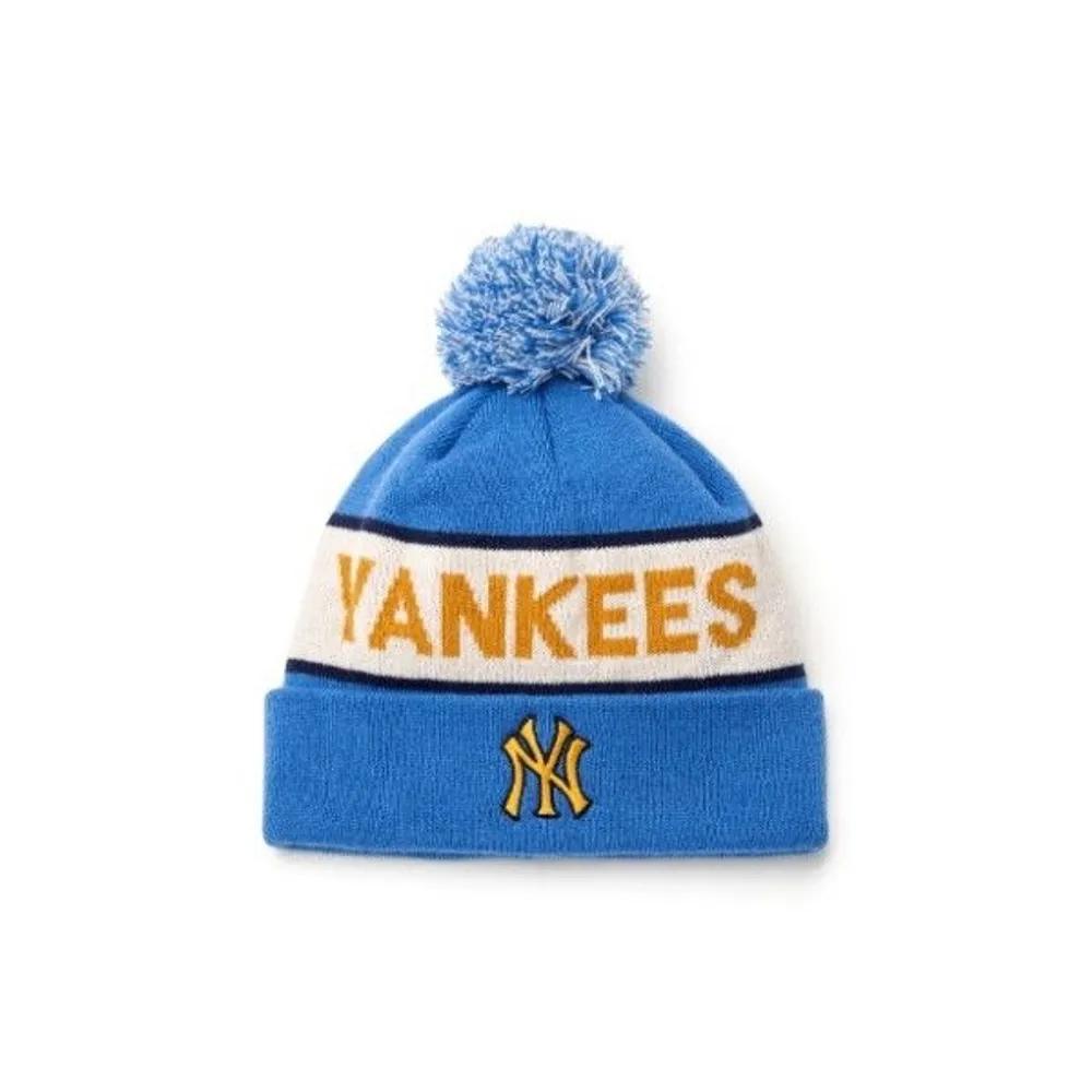 [MLB] Kids  Cap IQC 7ABNV0146-50BLS Premium Varsity Colorblock Pom-Pom Beanie New York Yankees FREE