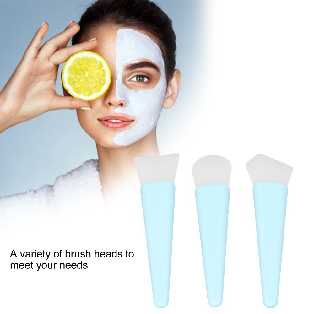 3pcs Easy To Clean Silicone Brush Applicator Kit Soft Silicone Reusable Makeup Brush Travel Use