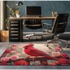 Red Cardinal Bird with RosesCrystal Velvet Rug Nature Garden Theme Floor Mat Floral Animal Print Soft Non Slip Area Rug for Home