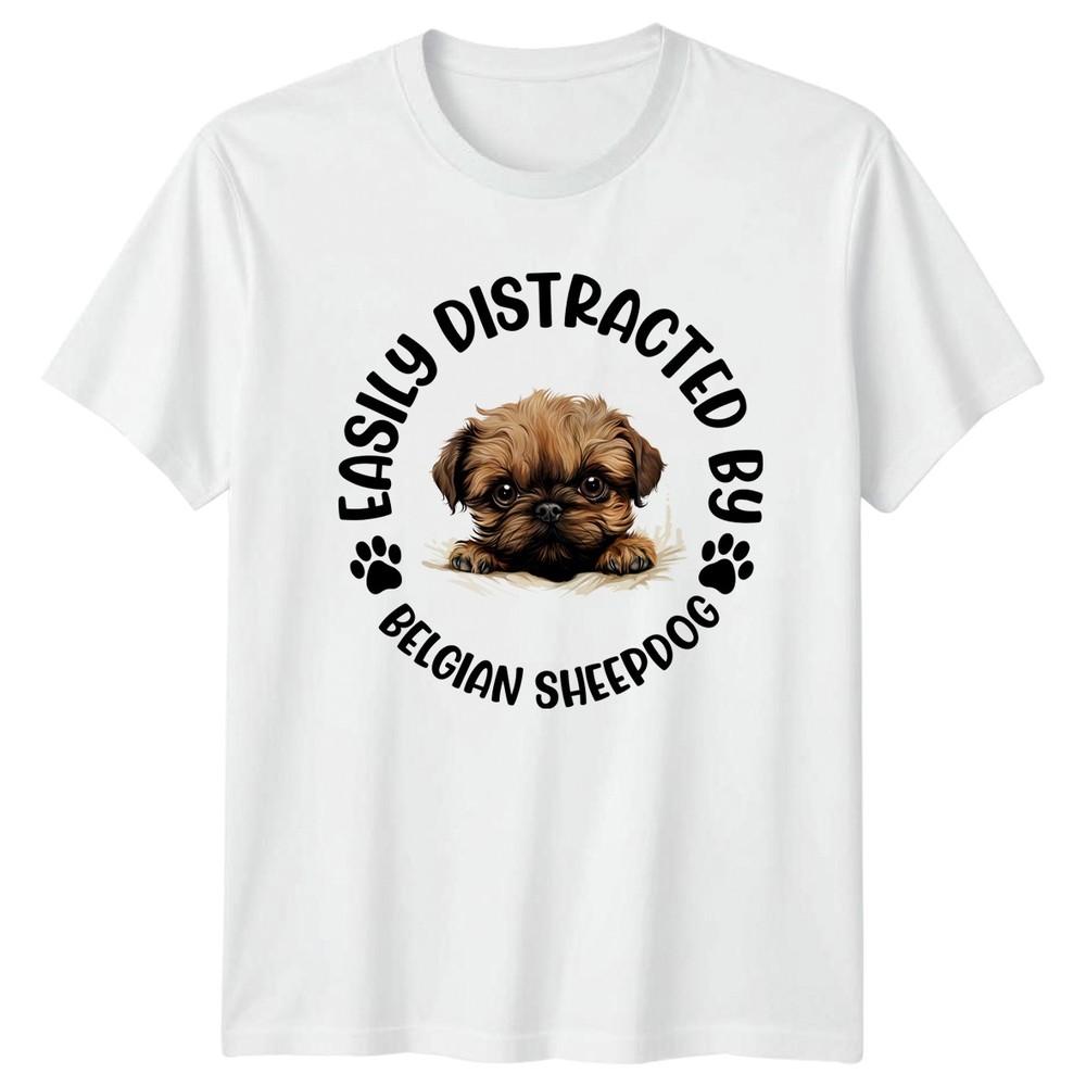 Easily Distracted By Belgian Sheepdog Unisexs TShirt Unisexs Tee Graphic Top S