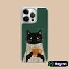 Cute Coffee Cat Silver Plating Magsafe Mobile Phone Case for iPhone 17 16 15 14 13 12 11 Air Pro Max Plus Colorful Cover