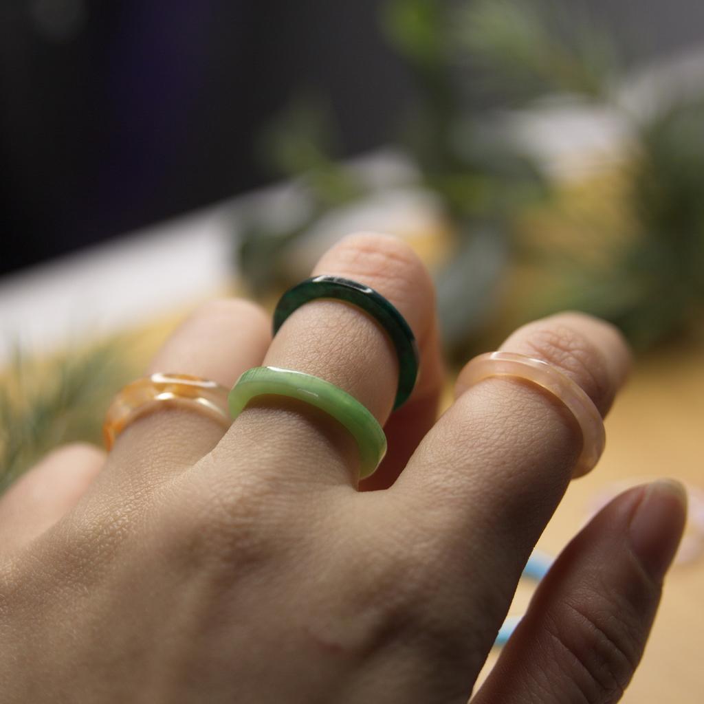 New Simple Vintage Colourful Transparent Resin Acrylic Geometric Square Round Ring Set For Women Charm Jewelry Gift