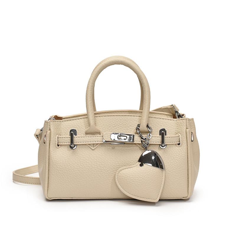 

Pendant Heart Symbol Gold Handheld Purse Sewed Detailing Shoulder Strap Office белый