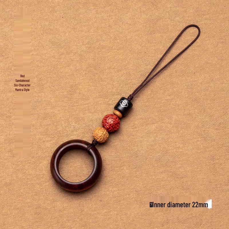 Lin Jing Sandalwood Phone Lanyard & Keychain: Black & Purple Sandalwood, Anti-Lost, USB Drive, Bag Pendant for Men & Women.
