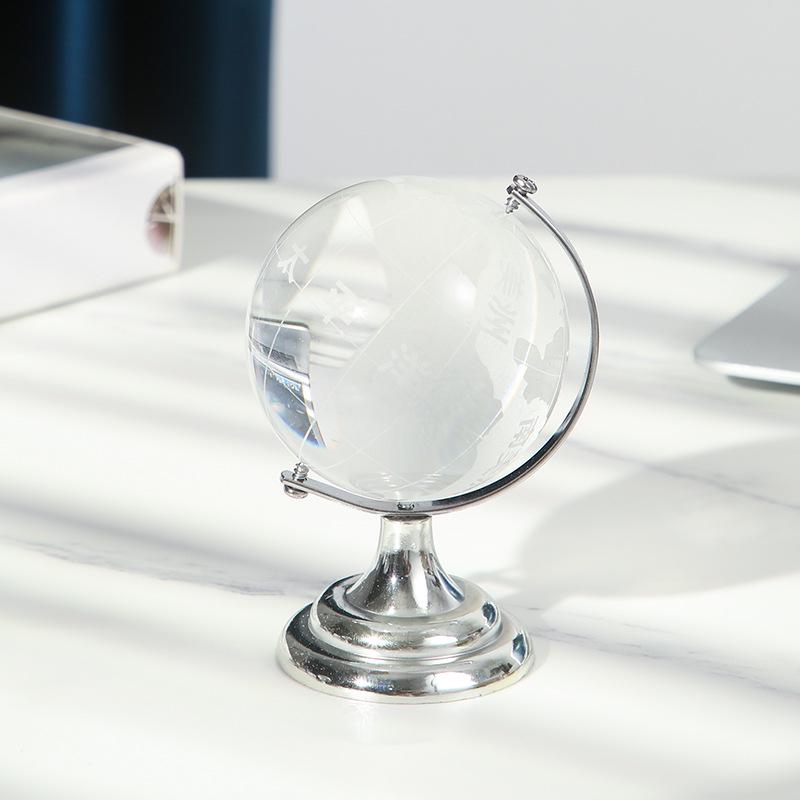 Rotating Crystal Globe Desk Ornament for Home, Office, or Gift