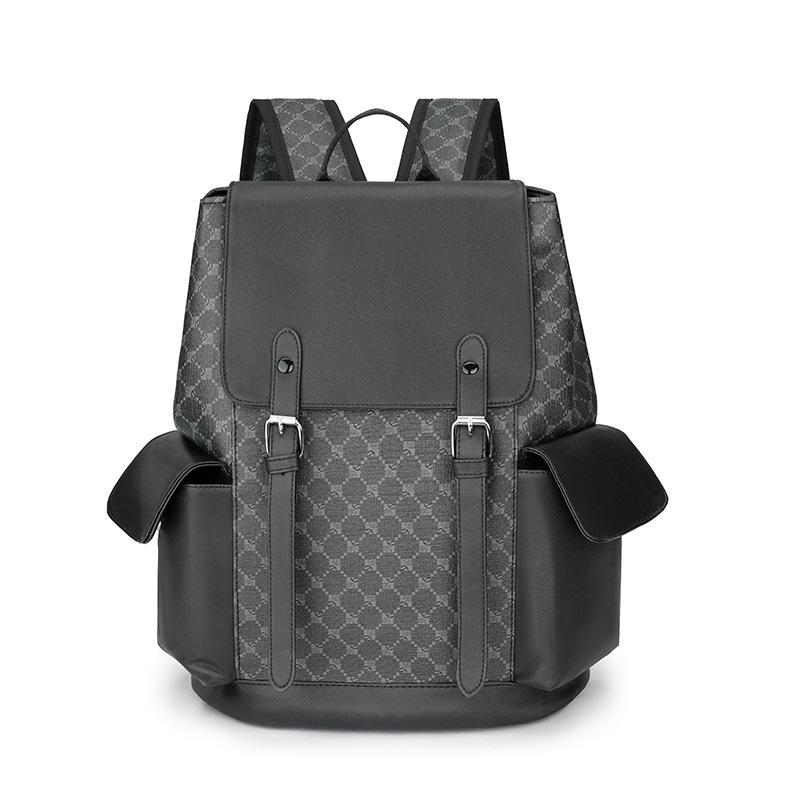 Neue koreanische Version Business-Rucksack Leder Große Kapazität Herren und Damen Trend karierter Rucksack Reisetasche Studenten-Computertasche