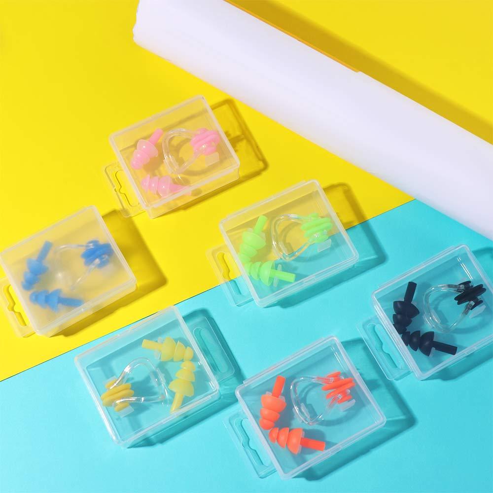 

Soft Silicone Noise Earplug Anti-water Nose Protector Clip Swimming Earplug Nose Clip Adults рожевий