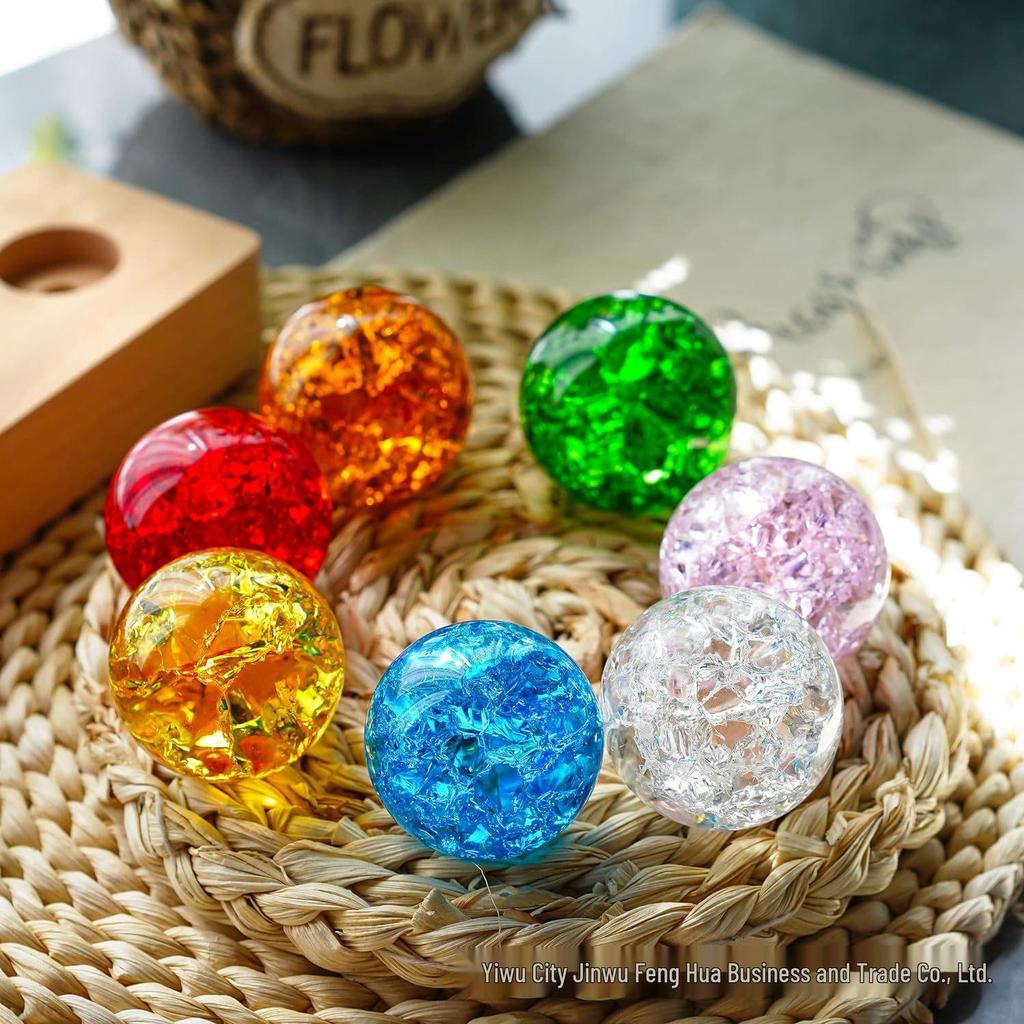 Seven-Color Crystal Glass Ice Crack Ball Fountain Decor