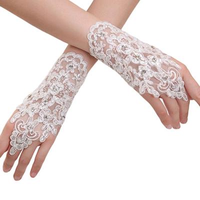 Short Bridal Gloves Women Fingerless Lace Gloves Retro Wrist Gloves for Wedding Ceremony Prom Tea Party