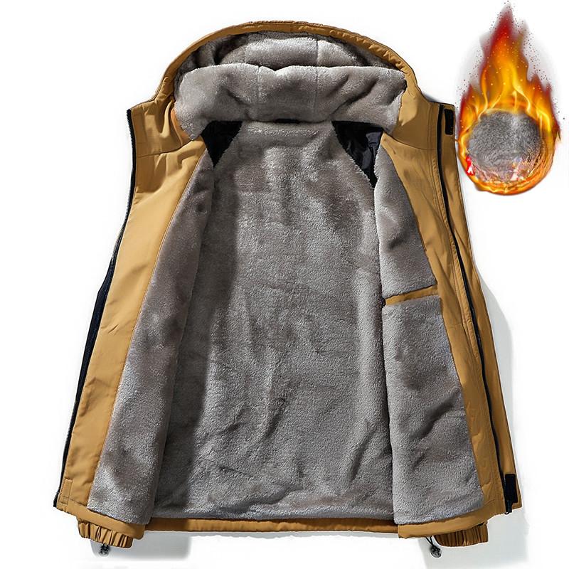 Casual Men's Jacket Winter Fleece Hooded Jacket Men's Thickened Warm Outdoor Mountain Couple Jacket