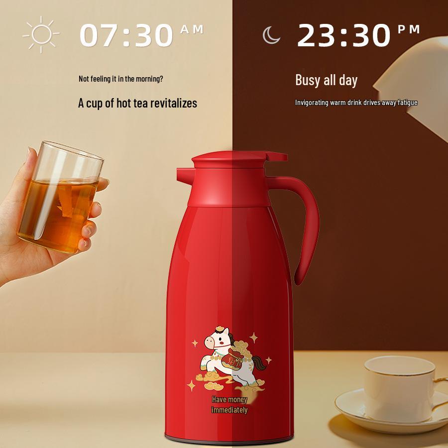 Year of the Horse 2L Insulated Water Bottle - Large Capacity Household & Commercial Kettle, Hot Water Pot, Perfect Gift