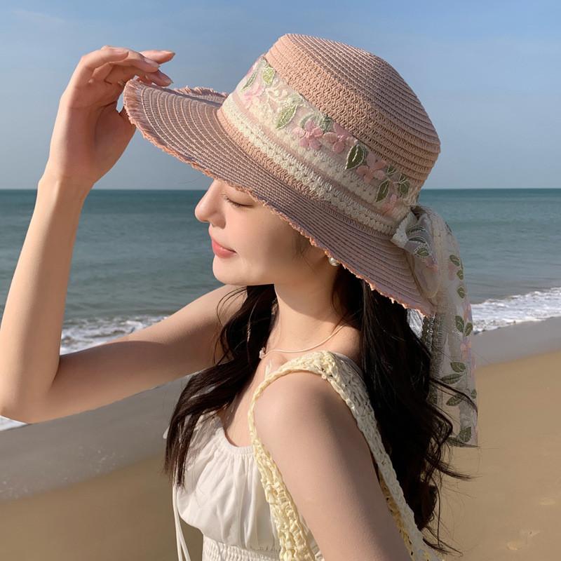 Summer Straw Hat For Women With Wide Brim Sunshade And Adjustable Fit For Beach Vacation